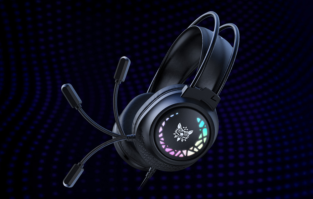 Μαύρα in-ear ακουστικά με ρυθμιζόμενο μικρόφωνο σε σκούρο φόντο